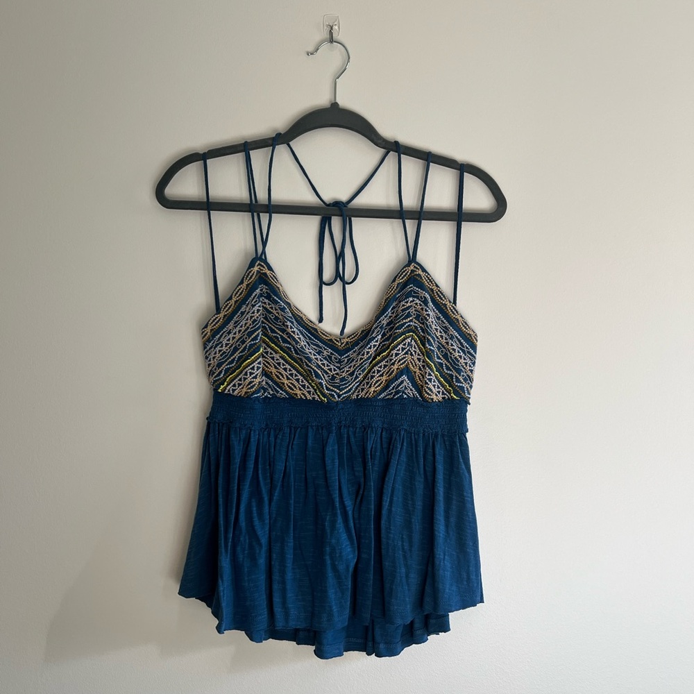 Free People Navy and Mustard Camisole